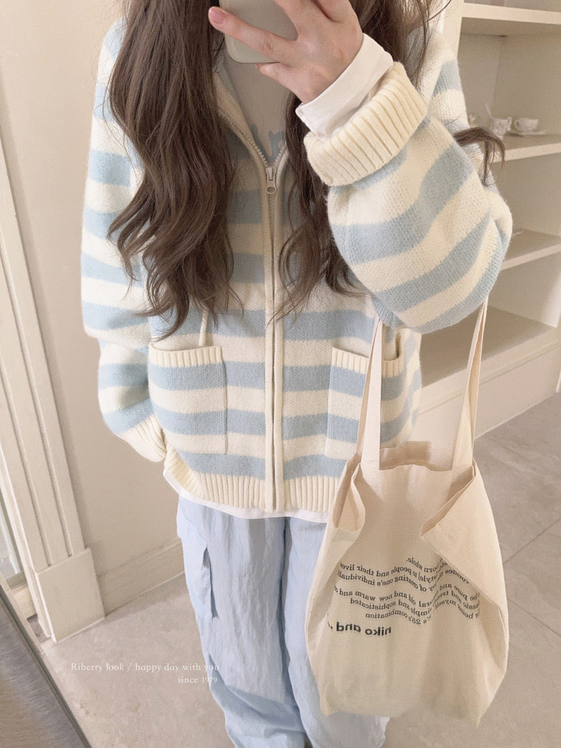 Get trendy with Pastel Cloud Knitting Hoodie Cardigan - Sweater available at Peiliee Shop. Grab yours for $39.90 today!