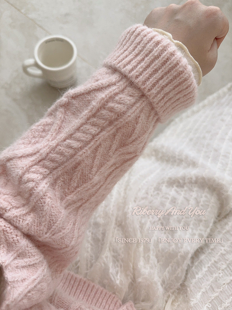 Get trendy with Angelic Sakura pink soft knitting sweater cardigan - Sweater available at Peiliee Shop. Grab yours for $25.50 today!