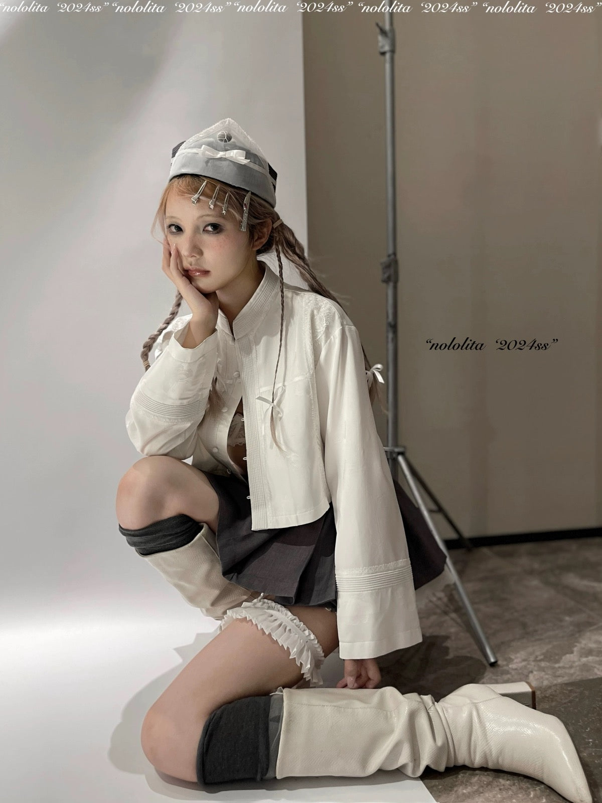 Get trendy with NoLolita 24SS Grey Angel Dress Cardigan Set - available at Peiliee Shop. Grab yours for $12 today!