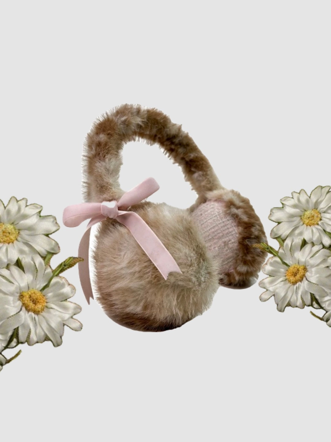 Rose Island Fairy Spirit Little Deer in flower field faux fur earmuffs ear warmer product photo