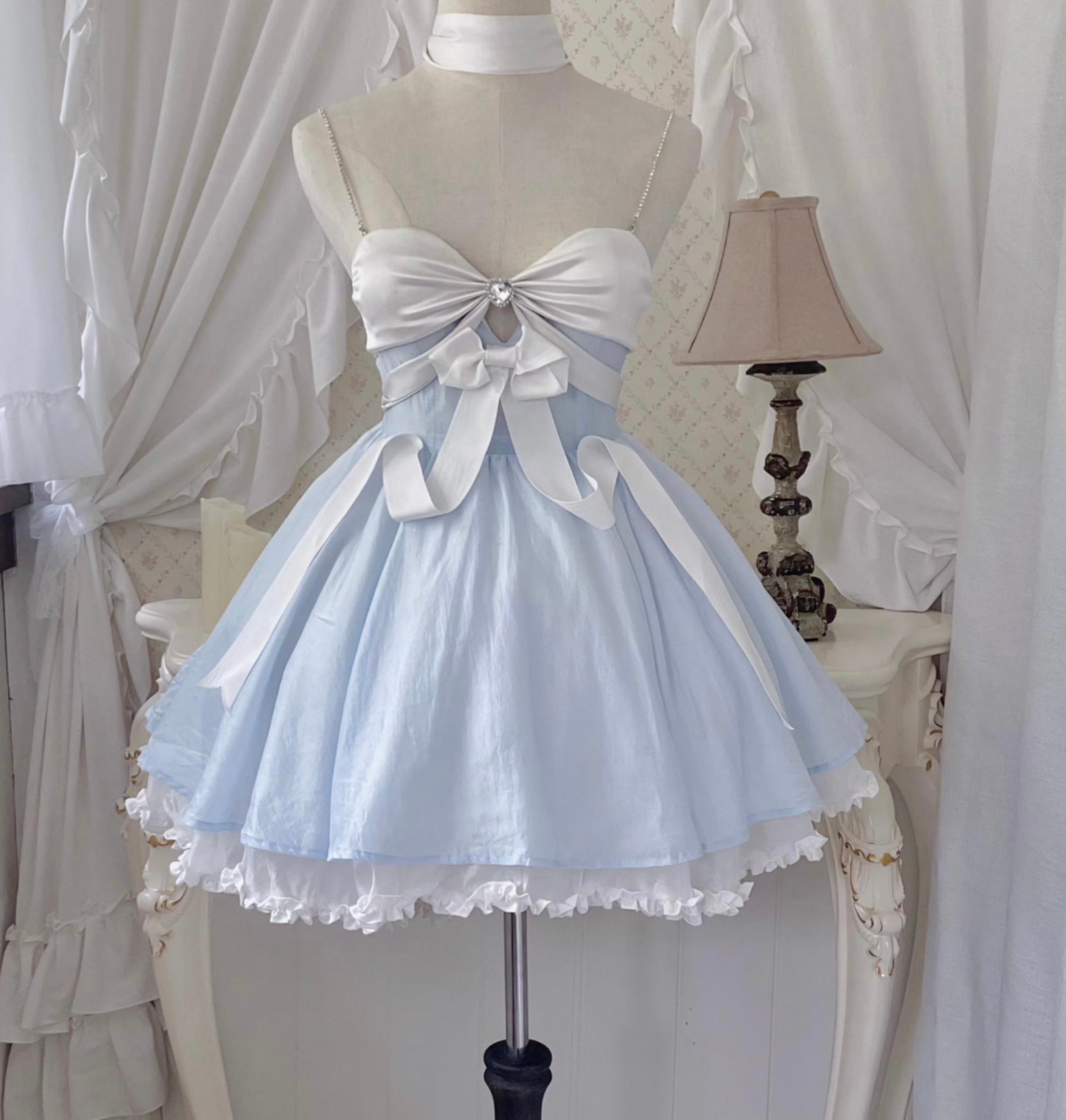 Get trendy with Moonlight Goddess Ribbon Mini Dress - available at Peiliee Shop. Grab yours for $42 today!