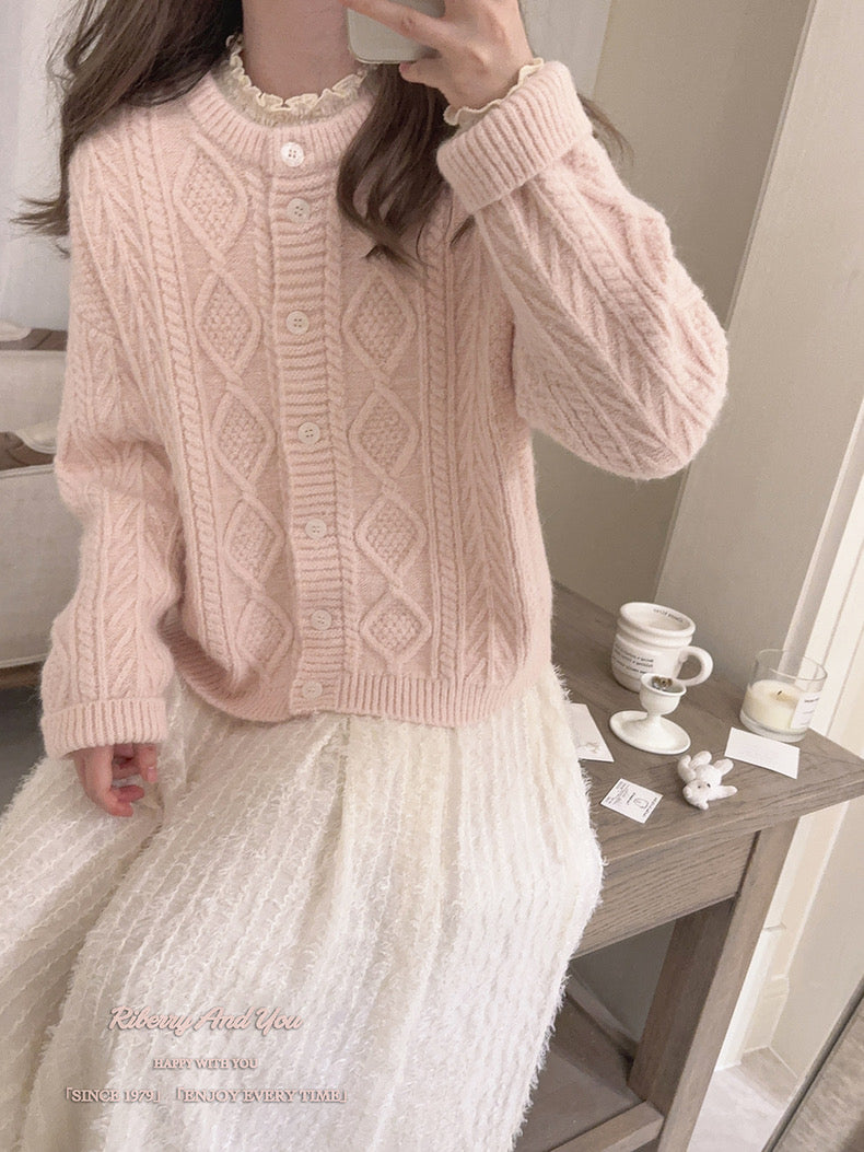 Get trendy with Angelic Sakura pink soft knitting sweater cardigan - Sweater available at Peiliee Shop. Grab yours for $25.50 today!