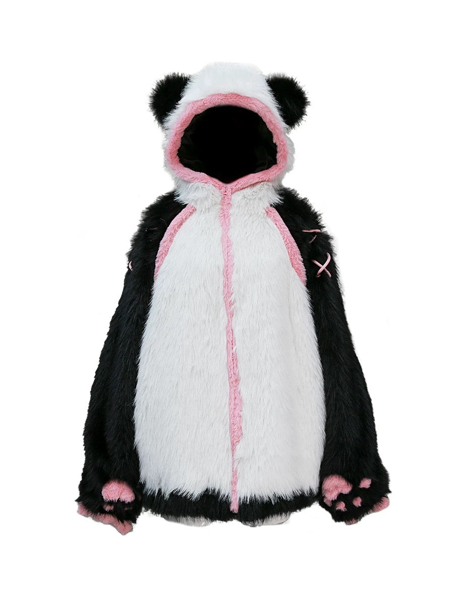 Get trendy with Evil Tooth Kawaii Panda Look Faux Fur Hoodie Coat Christmas - available at Peiliee Shop. Grab yours for $78 today!