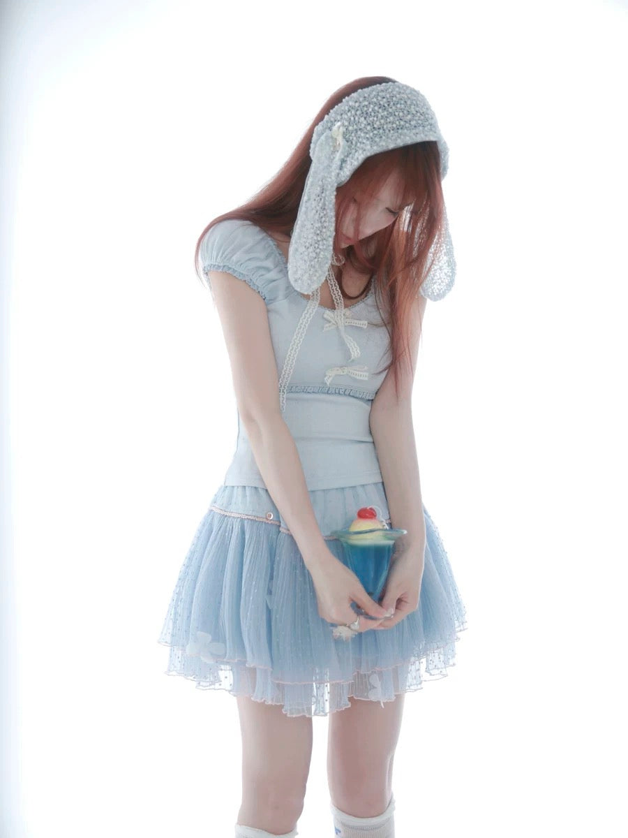 Get trendy with Rose Island Blue sea fairy core mini skirt with inner shorts - available at Peiliee Shop. Grab yours for $39 today!
