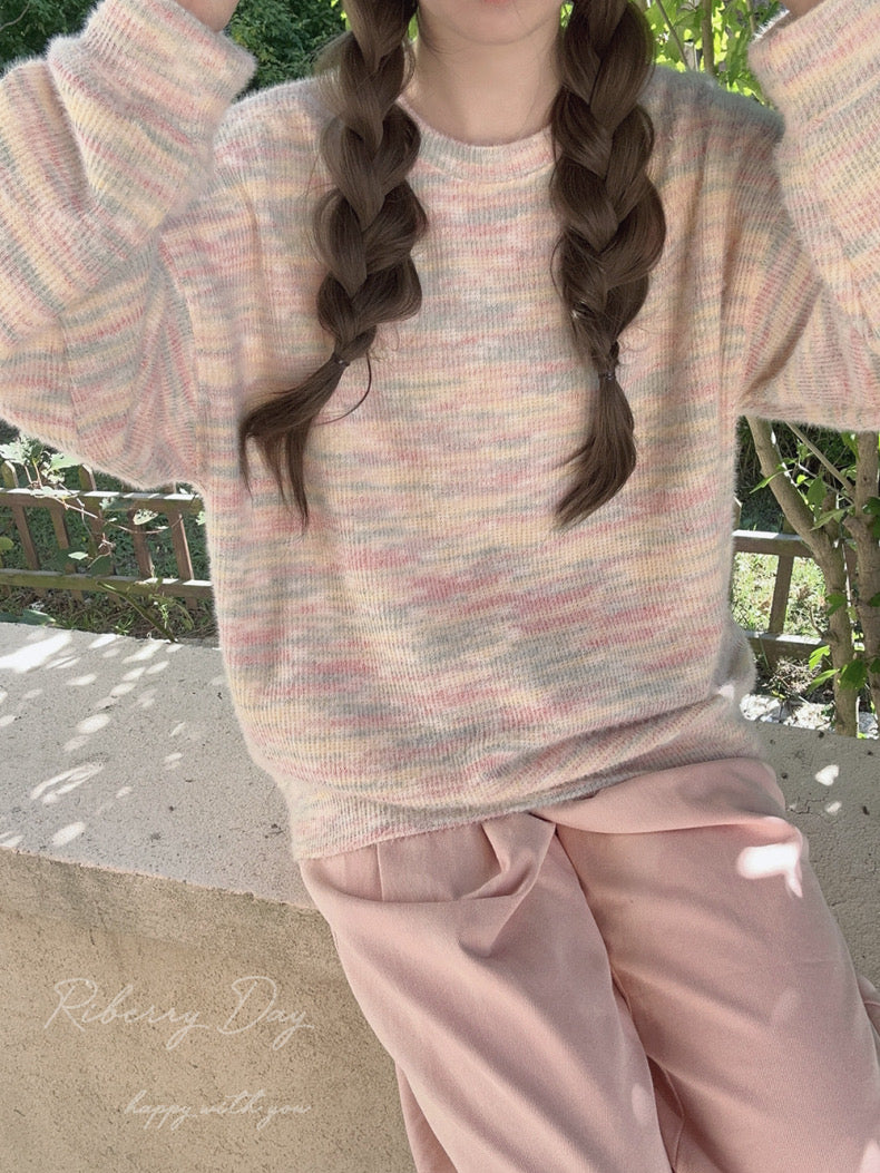 Get trendy with Pastel Rainbow Soft Pastel Knitting Oversized Sweater - Sweater available at Peiliee Shop. Grab yours for $19.90 today!