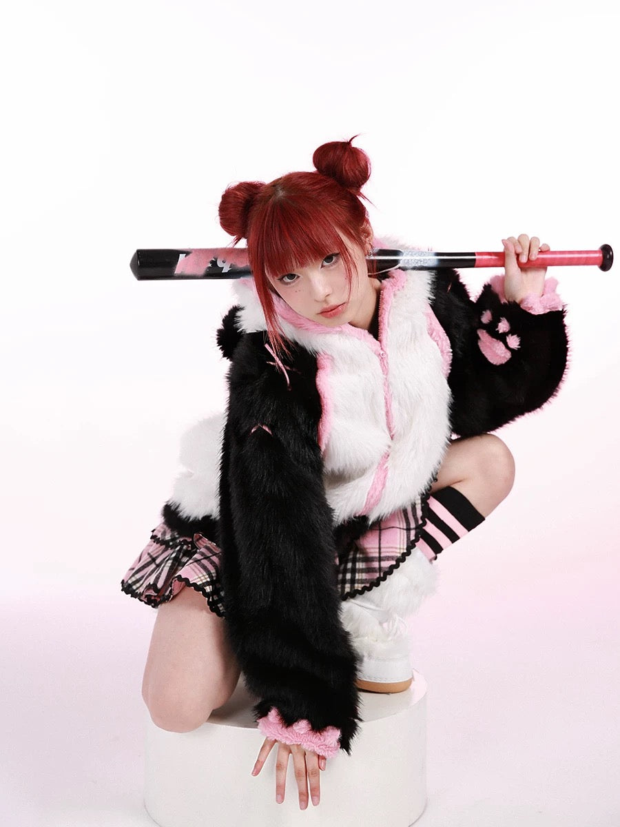 Get trendy with Evil Tooth Kawaii Panda Look Faux Fur Hoodie Coat Christmas - available at Peiliee Shop. Grab yours for $78 today!