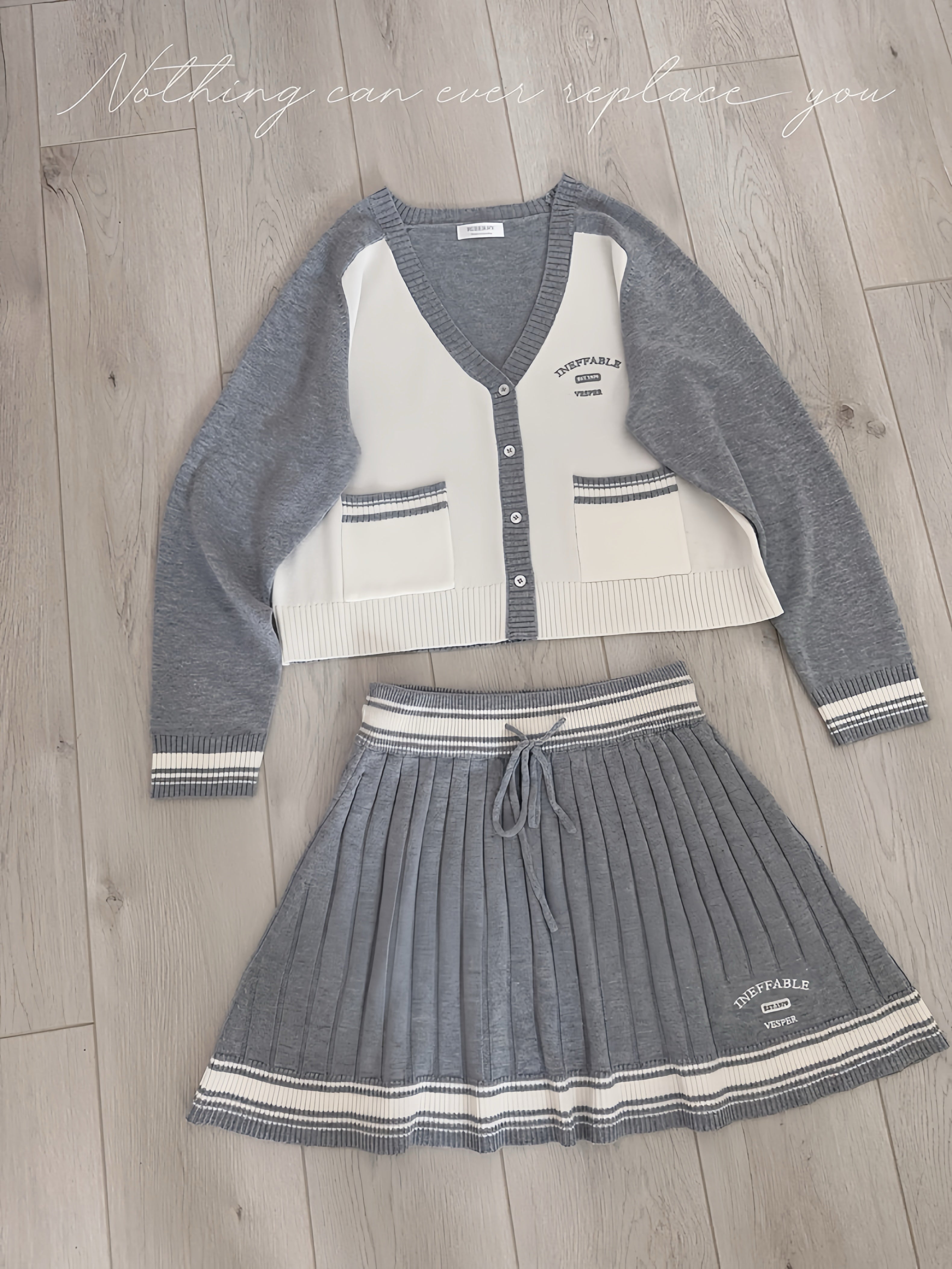 Get trendy with School days wool blended knitting cardigan skirt set - Sweater available at Peiliee Shop. Grab yours for $19.90 today!