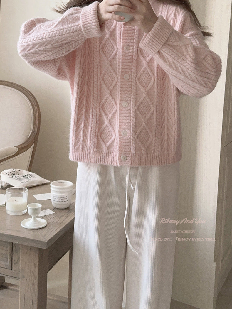 Get trendy with Angelic Sakura pink soft knitting sweater cardigan - Sweater available at Peiliee Shop. Grab yours for $25.50 today!