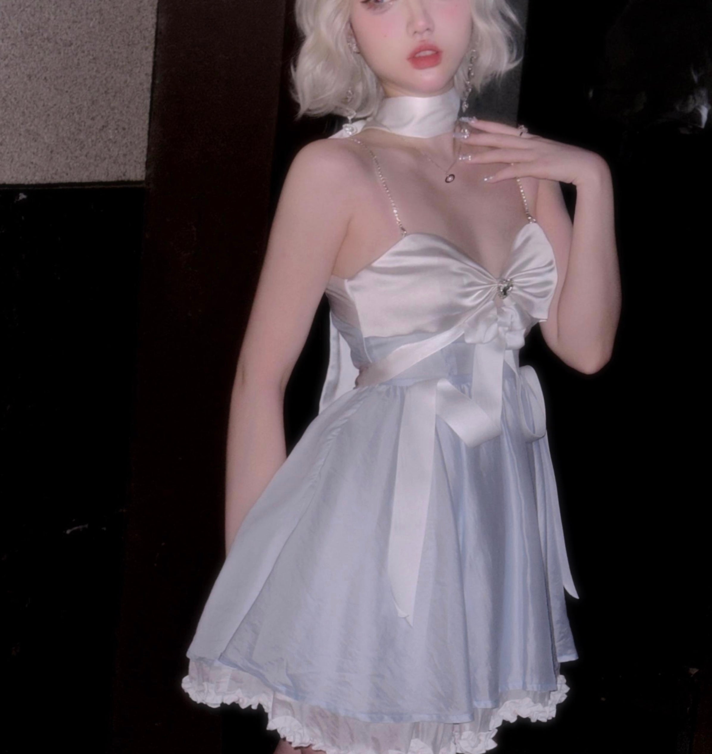 Get trendy with Moonlight Goddess Ribbon Mini Dress - available at Peiliee Shop. Grab yours for $49.90 today!