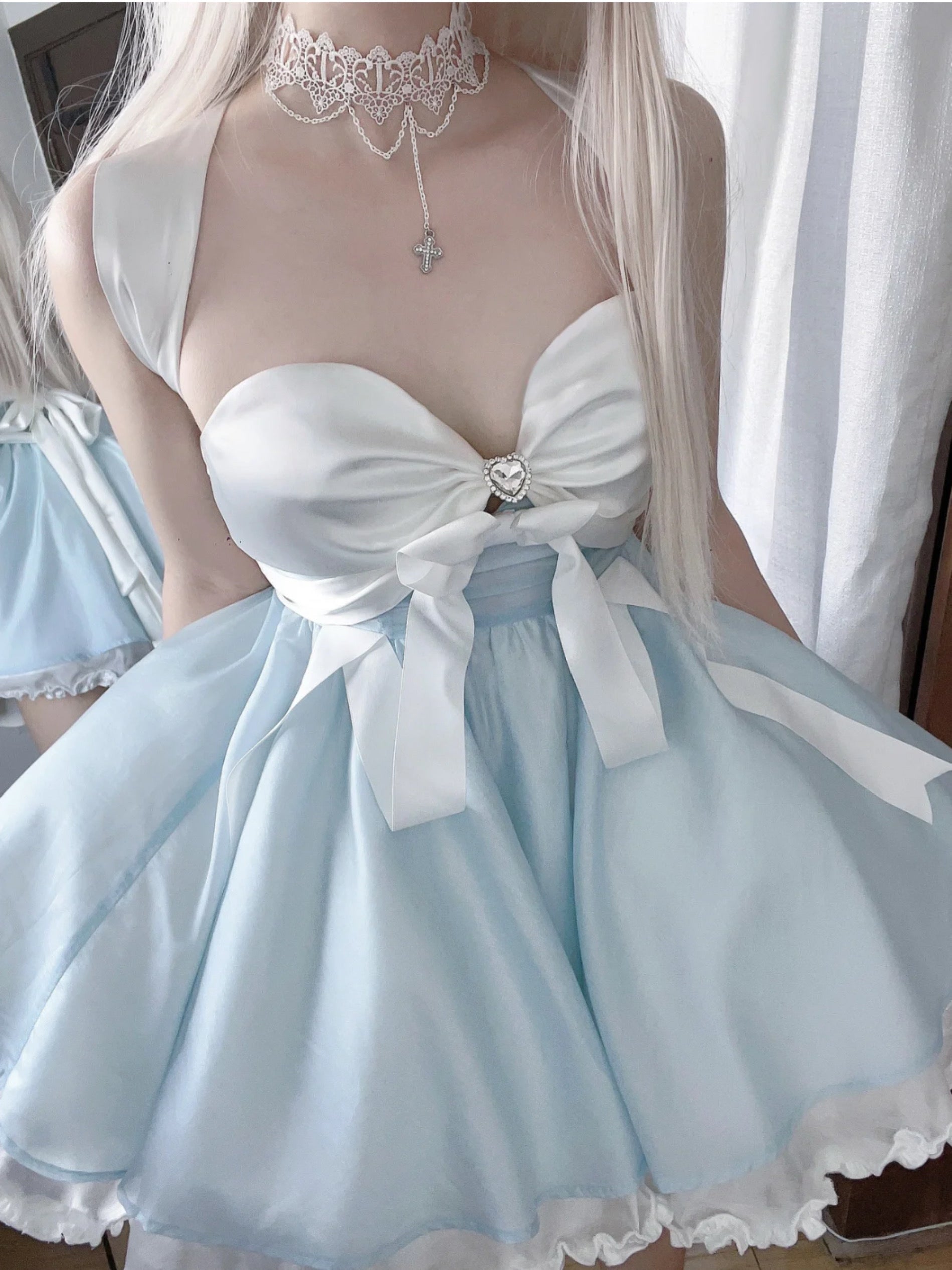 Get trendy with Moonlight Goddess Ribbon Mini Dress - available at Peiliee Shop. Grab yours for $49.90 today!