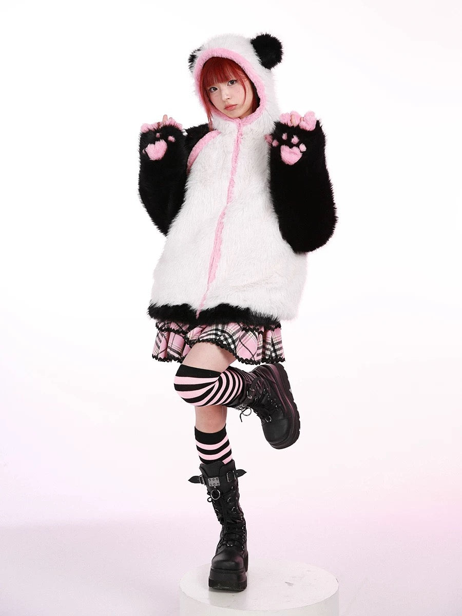 Get trendy with Evil Tooth Kawaii Panda Look Faux Fur Hoodie Coat Christmas - available at Peiliee Shop. Grab yours for $78 today!
