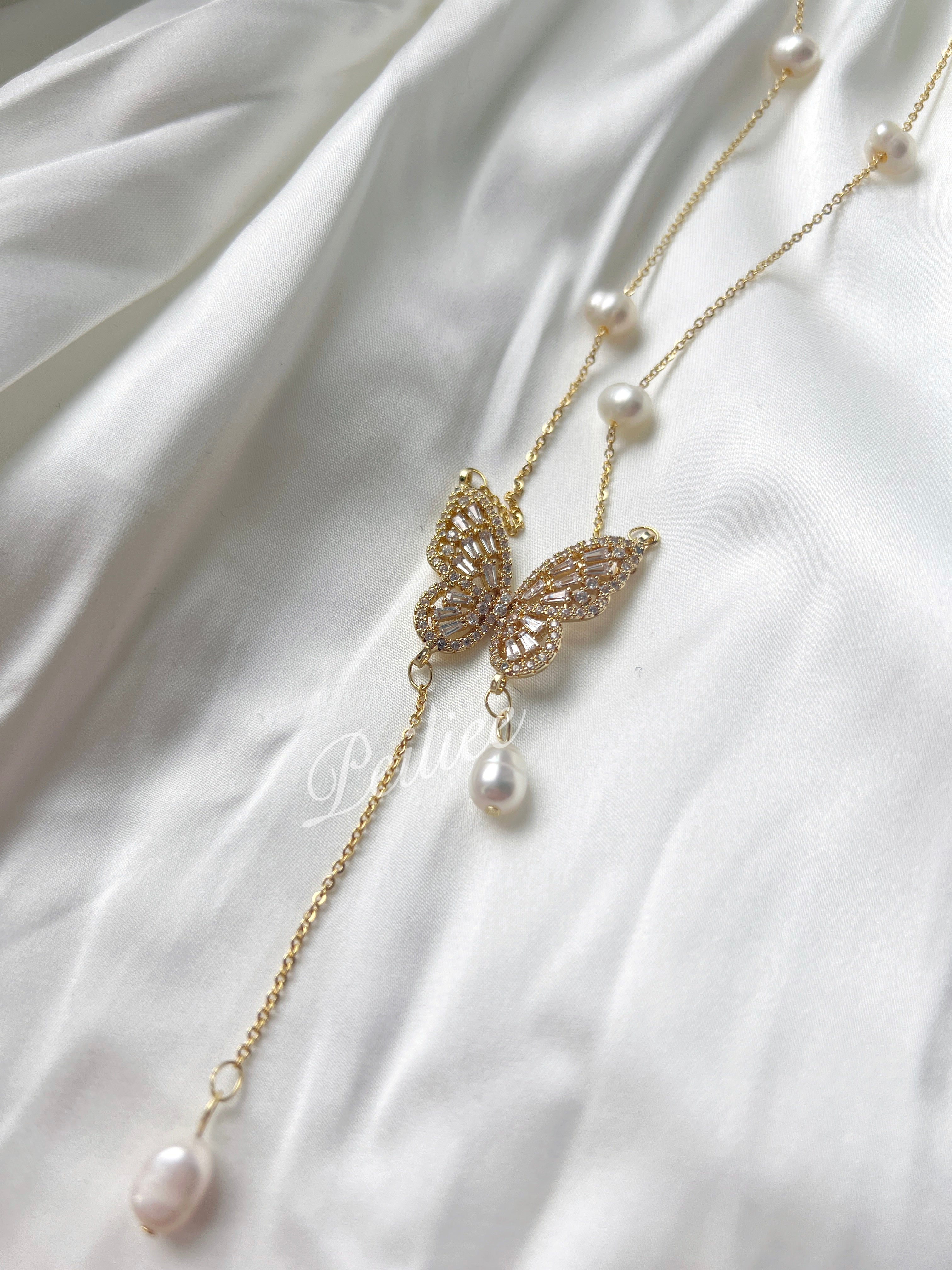 Get trendy with Butterfly dreams lucky charm freshwater pearl necklace - available at Peiliee Shop. Grab yours for $19.90 today!