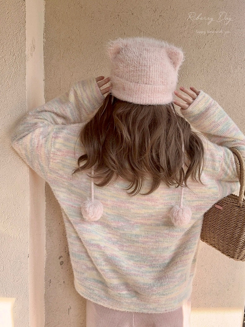 Get trendy with Pastel Rainbow Soft Pastel Knitting Oversized Sweater - Sweater available at Peiliee Shop. Grab yours for $19.90 today!