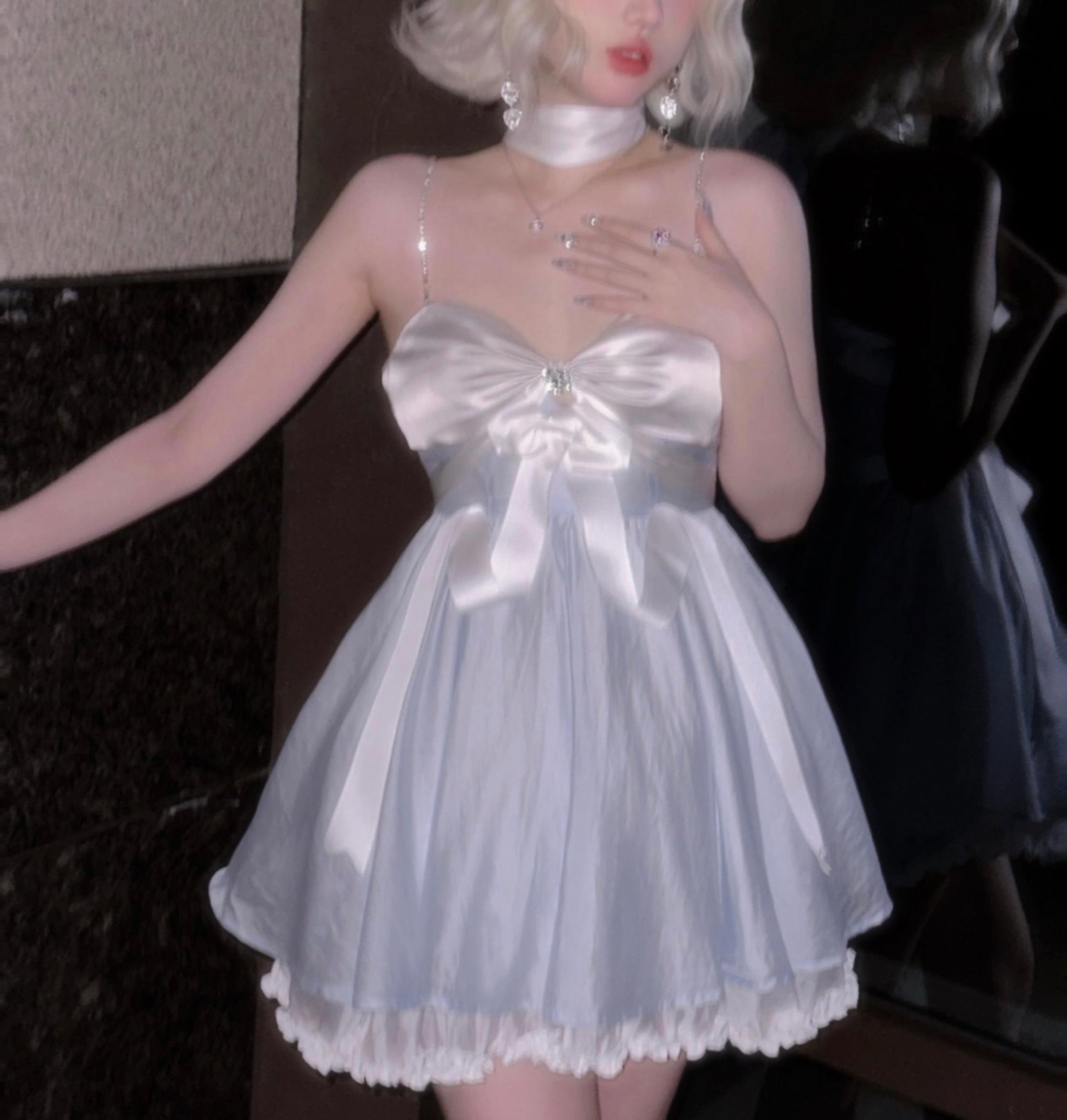 Get trendy with Moonlight Goddess Ribbon Mini Dress - available at Peiliee Shop. Grab yours for $45 today!