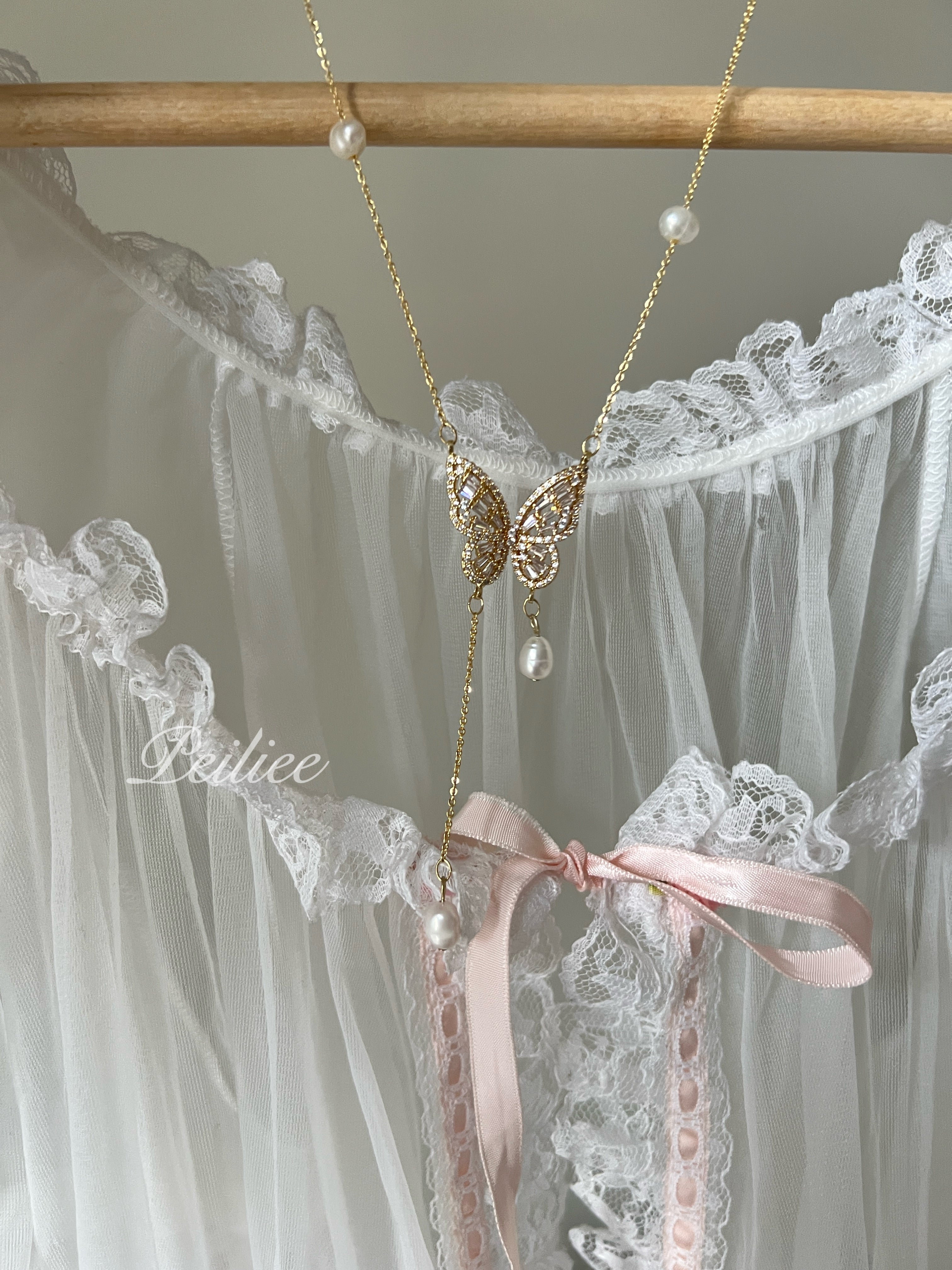 Get trendy with Butterfly dreams lucky charm freshwater pearl necklace - available at Peiliee Shop. Grab yours for $19.90 today!