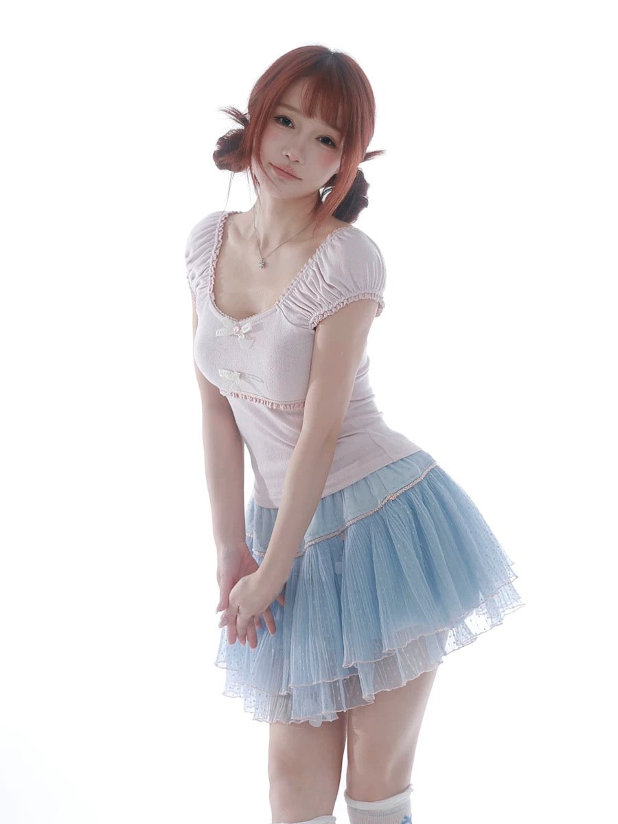 Get trendy with Rose Island Blue sea fairy core mini skirt with inner shorts - available at Peiliee Shop. Grab yours for $39 today!