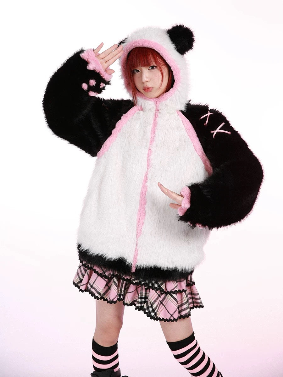 Get trendy with Evil Tooth Kawaii Panda Look Faux Fur Hoodie Coat Christmas - available at Peiliee Shop. Grab yours for $78 today!