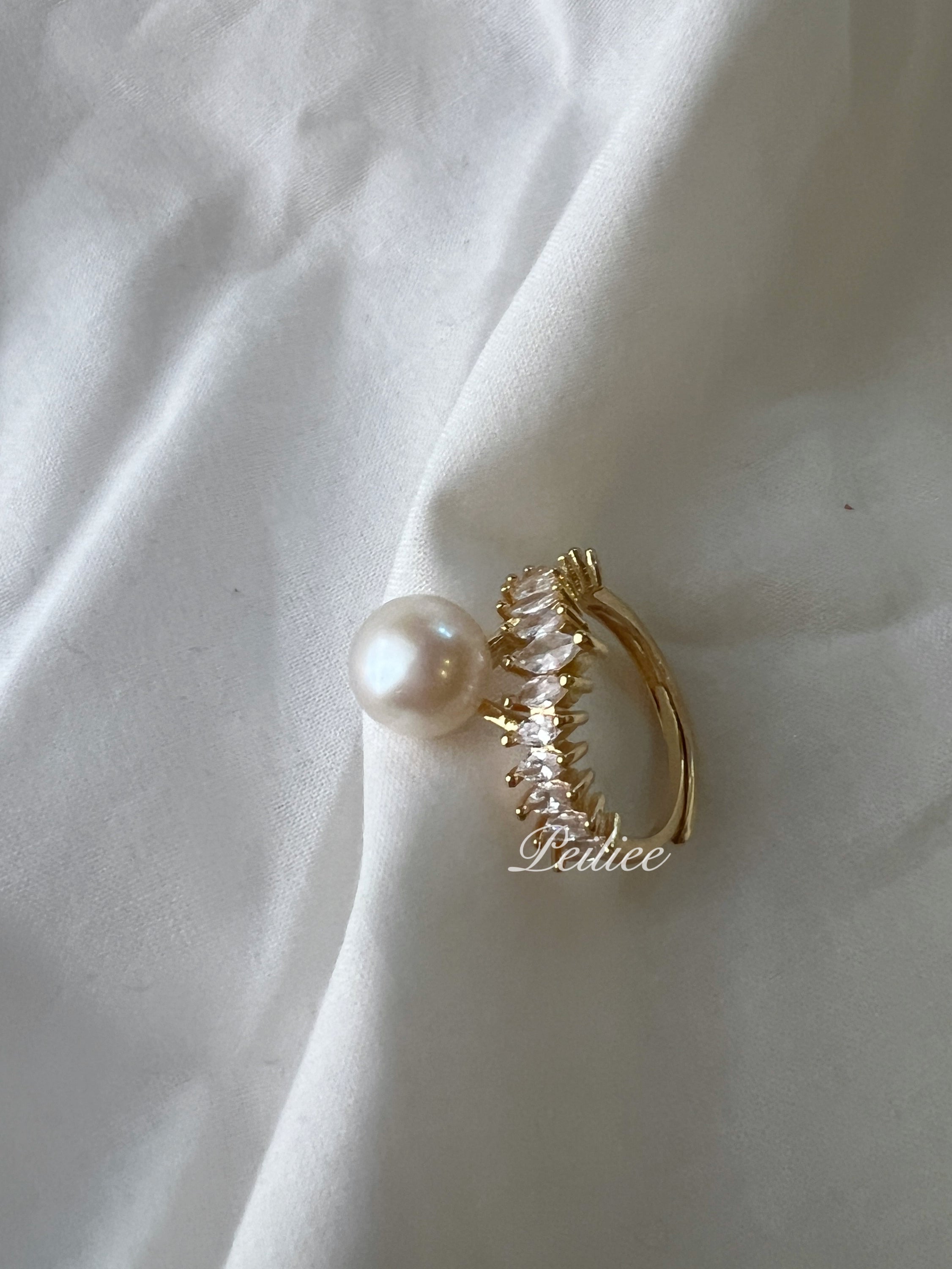 Get trendy with Love Me Like You Do Crystal 9-10mm Freshwater Pearl Ring - available at Peiliee Shop. Grab yours for $19.90 today!