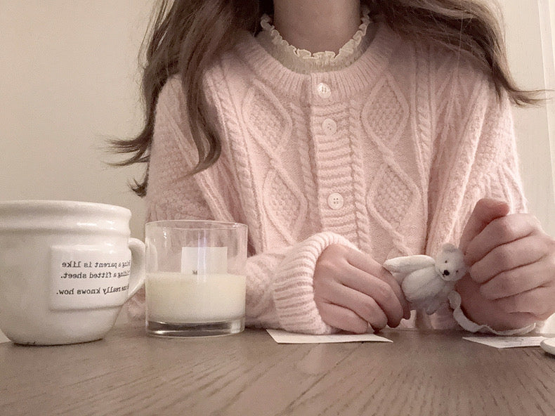 Get trendy with Angelic Sakura pink soft knitting sweater cardigan - Sweater available at Peiliee Shop. Grab yours for $25.50 today!