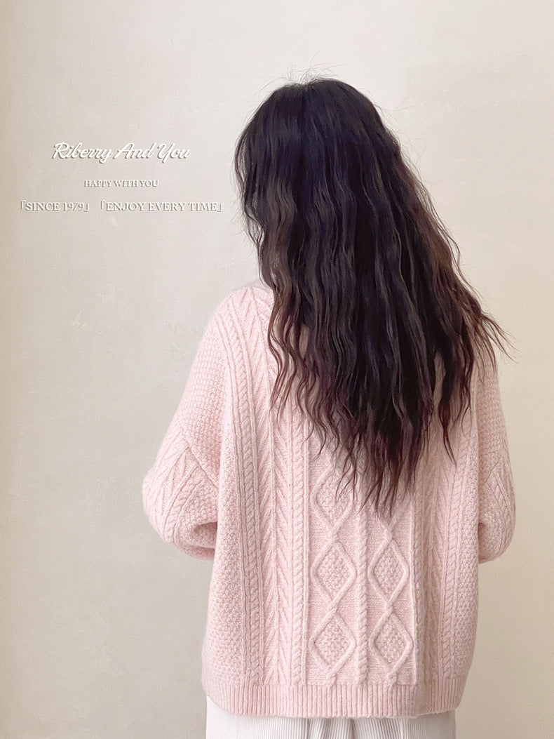 Get trendy with Angelic Sakura pink soft knitting sweater cardigan - Sweater available at Peiliee Shop. Grab yours for $25.50 today!