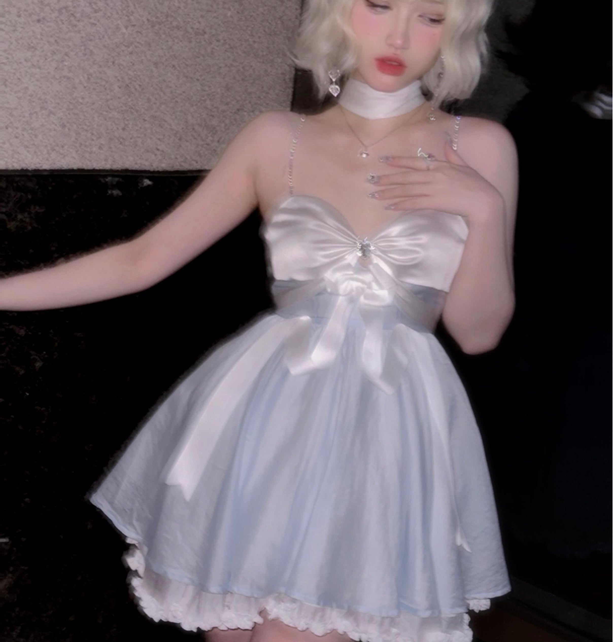 Get trendy with Moonlight Goddess Ribbon Mini Dress - available at Peiliee Shop. Grab yours for $49.90 today!