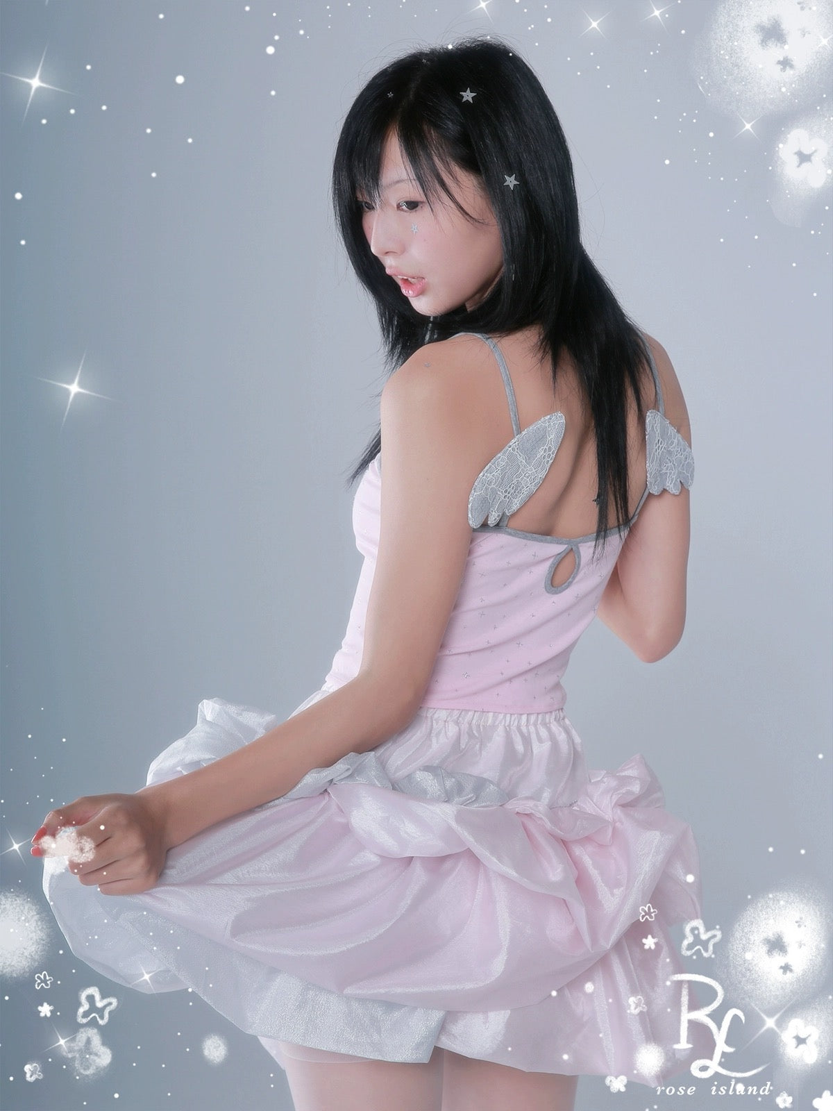 Get trendy with Starry Twinkle Wings Crop Top Linne Tank - Crop Top available at Peiliee Shop. Grab yours for $32 today!
