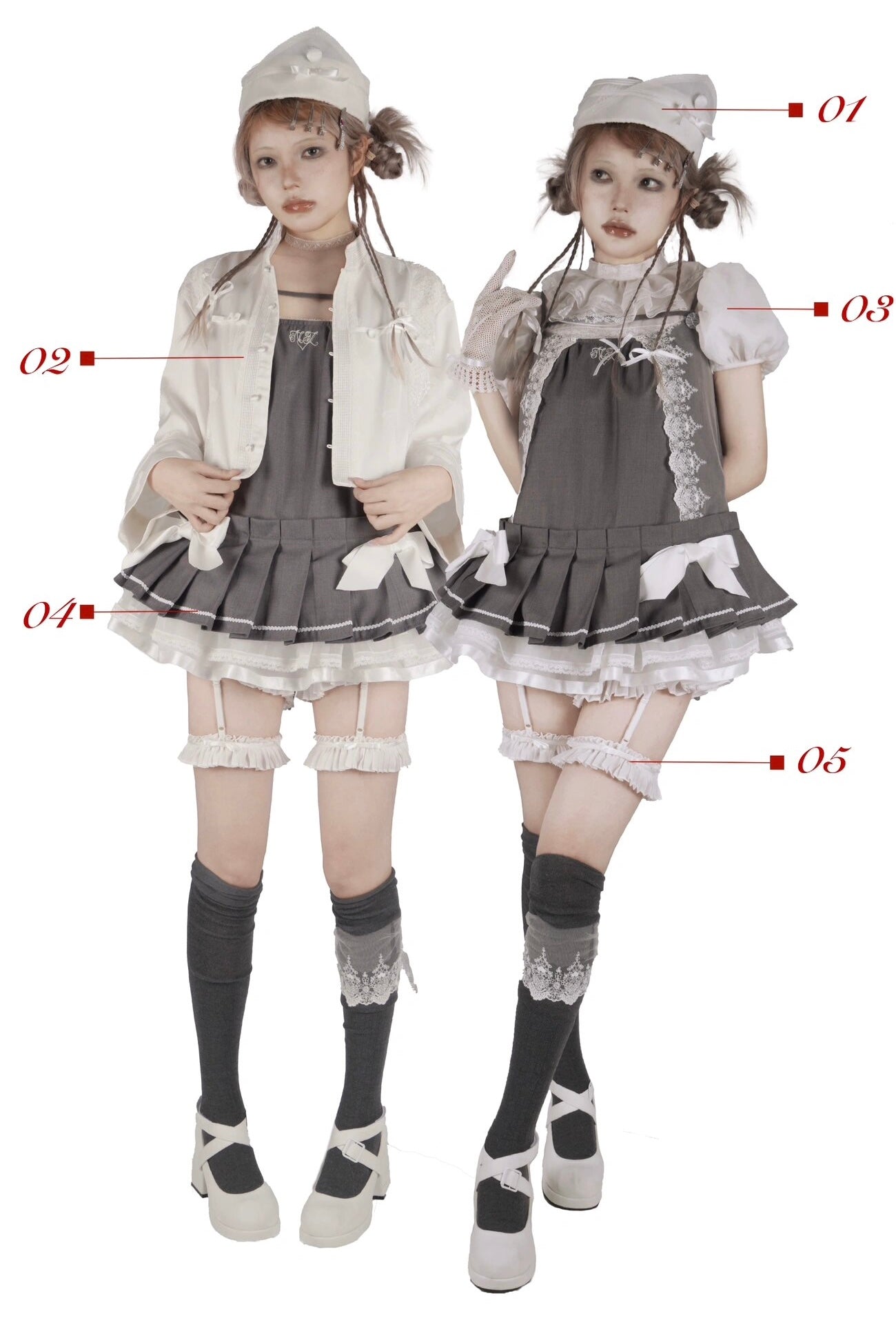 Get trendy with NoLolita 24SS Grey Angel Dress Cardigan Set - available at Peiliee Shop. Grab yours for $12 today!