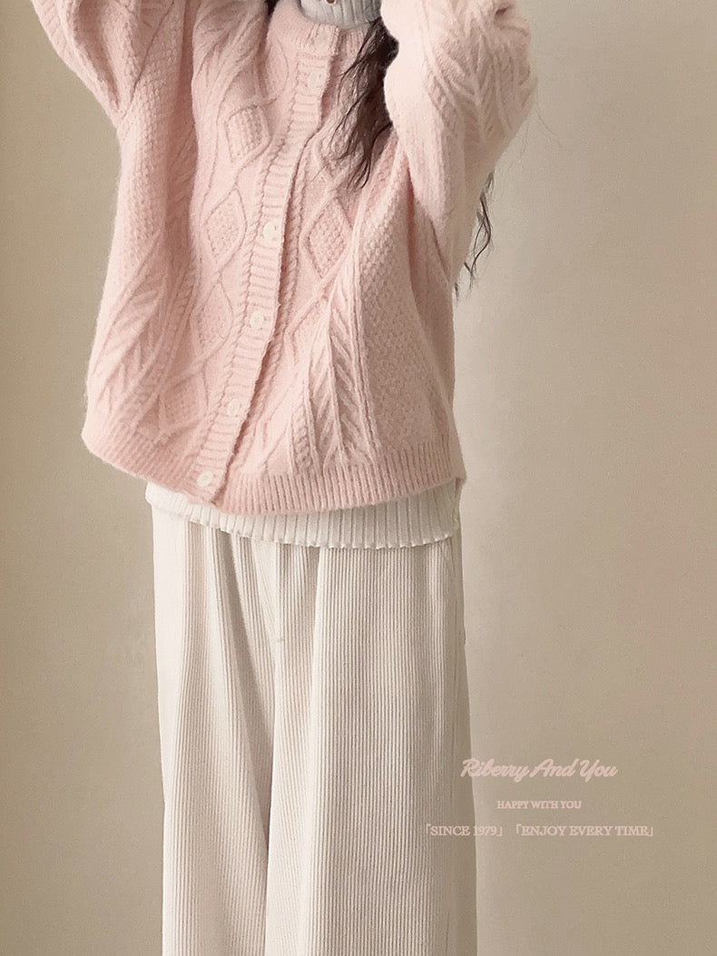 Get trendy with Angelic Sakura pink soft knitting sweater cardigan - Sweater available at Peiliee Shop. Grab yours for $25.50 today!