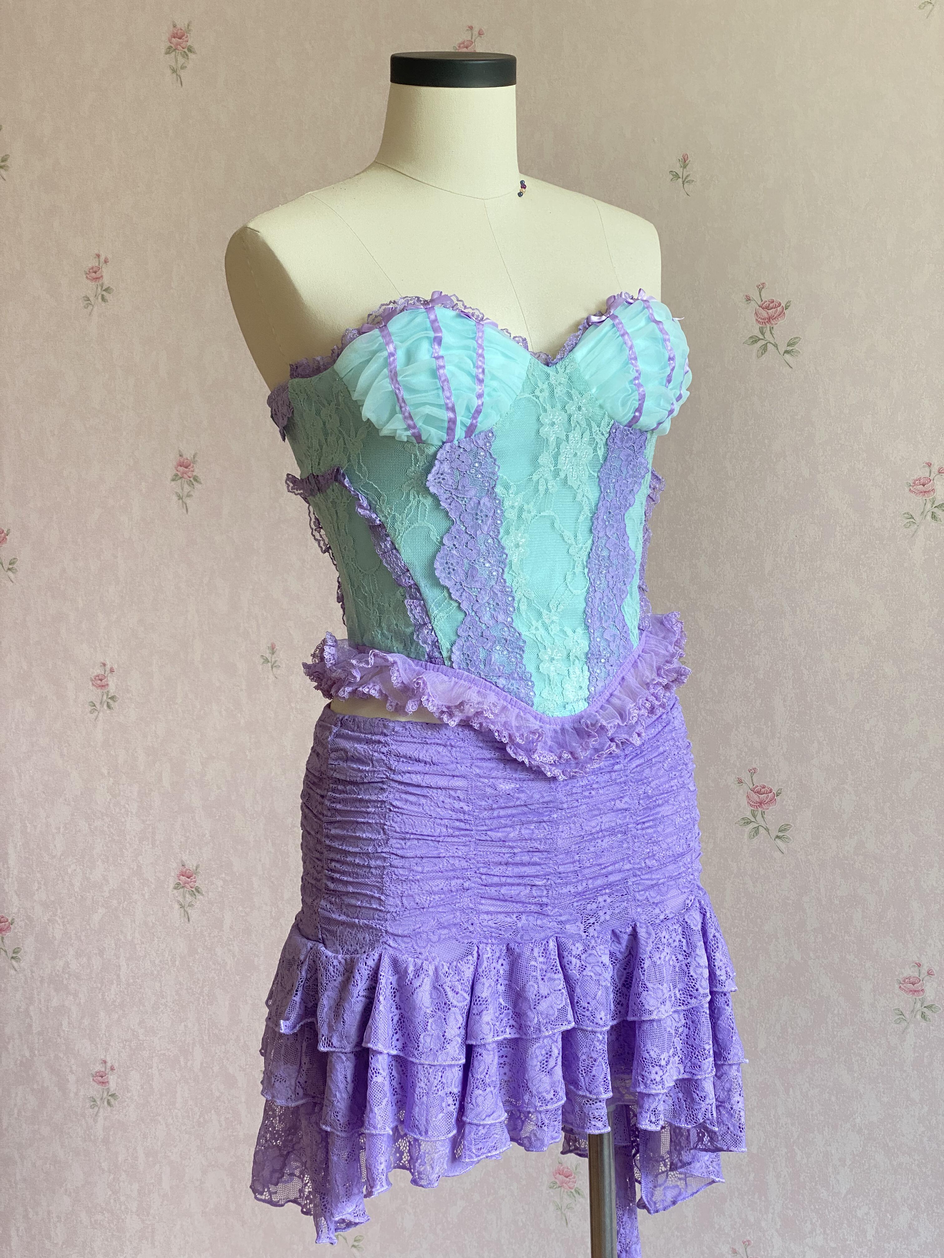Get trendy with Princess Elsa and Ariel Fishbone Corset Top and skirt set - available at Peiliee Shop. Grab yours for $28 today!