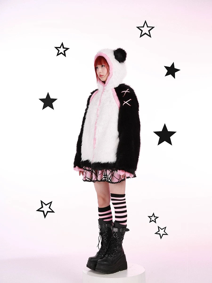 Get trendy with Evil Tooth Kawaii Panda Look Faux Fur Hoodie Coat Christmas - available at Peiliee Shop. Grab yours for $78 today!