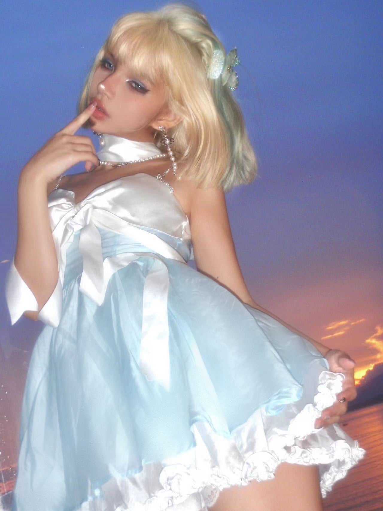 Get trendy with Moonlight Goddess Ribbon Mini Dress - available at Peiliee Shop. Grab yours for $49.90 today!