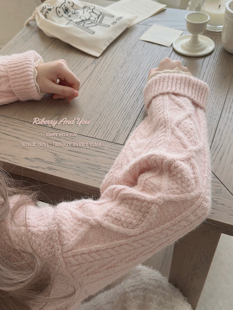 Get trendy with Angelic Sakura pink soft knitting sweater cardigan - Sweater available at Peiliee Shop. Grab yours for $25.50 today!