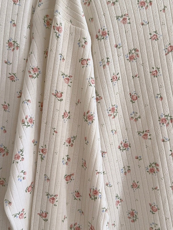 Get trendy with Floral Puff Cream Cake Cotton Shirt - Sweater available at Peiliee Shop. Grab yours for $16 today!