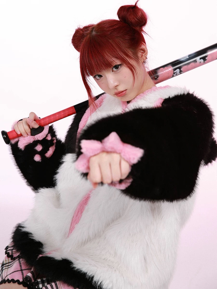 Get trendy with Evil Tooth Kawaii Panda Look Faux Fur Hoodie Coat Christmas - available at Peiliee Shop. Grab yours for $78 today!