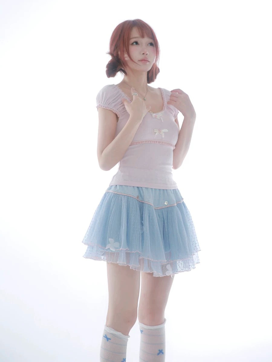 Get trendy with Rose Island Blue sea fairy core mini skirt with inner shorts - available at Peiliee Shop. Grab yours for $39 today!