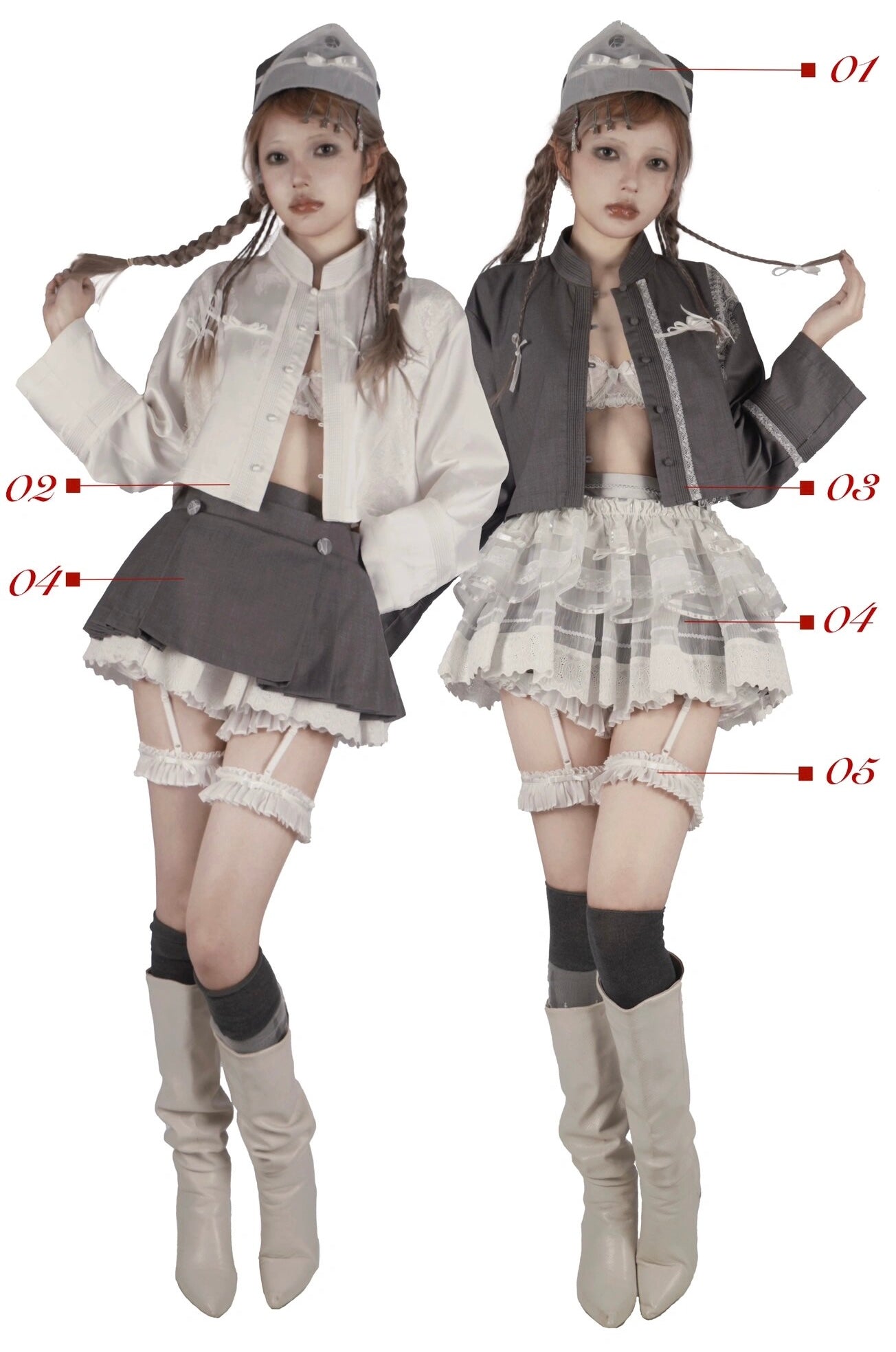 Get trendy with NoLolita 24SS Grey Angel Dress Cardigan Set - available at Peiliee Shop. Grab yours for $12 today!