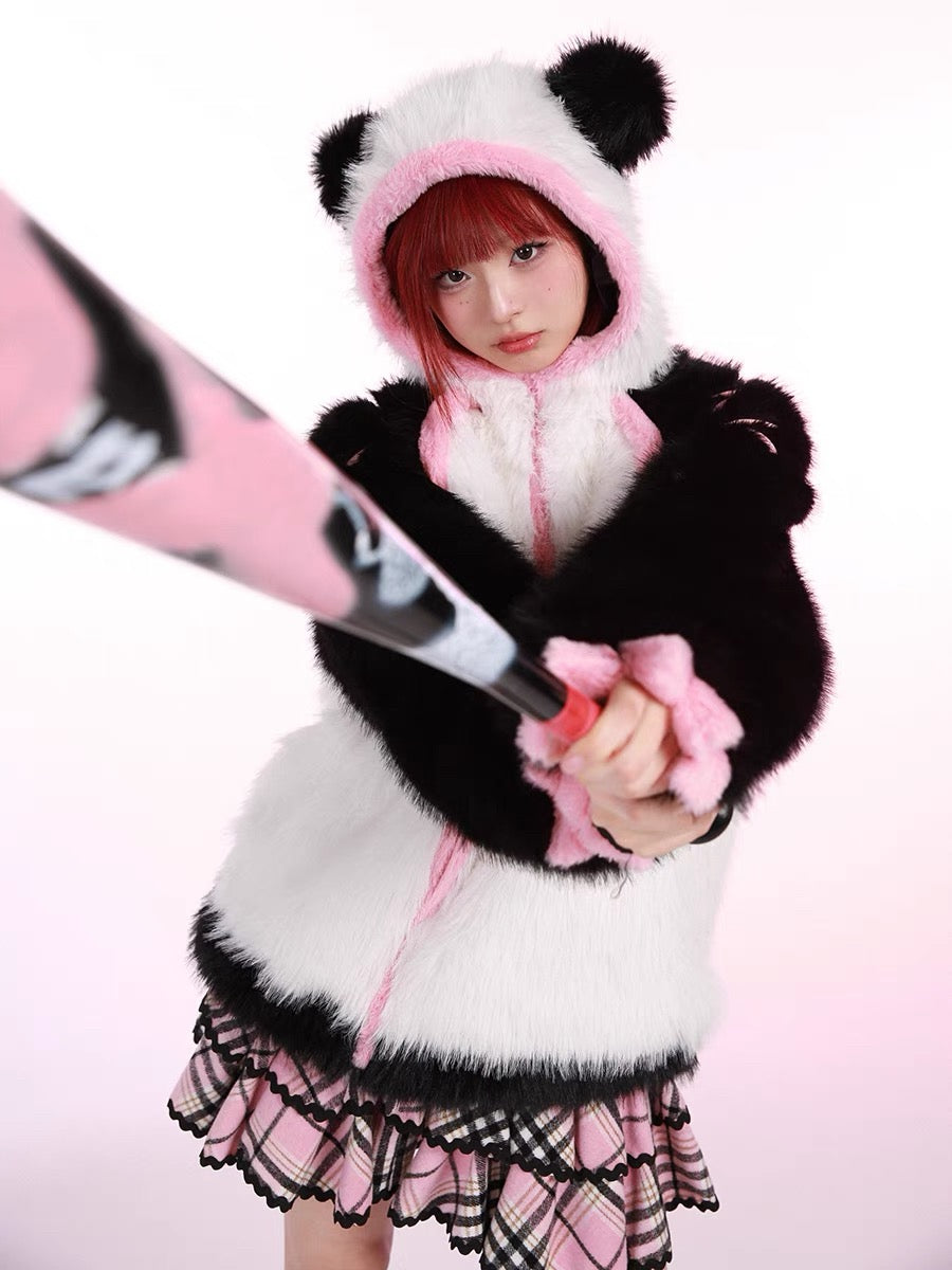 Get trendy with Evil Tooth Kawaii Panda Look Faux Fur Hoodie Coat Christmas - available at Peiliee Shop. Grab yours for $78 today!