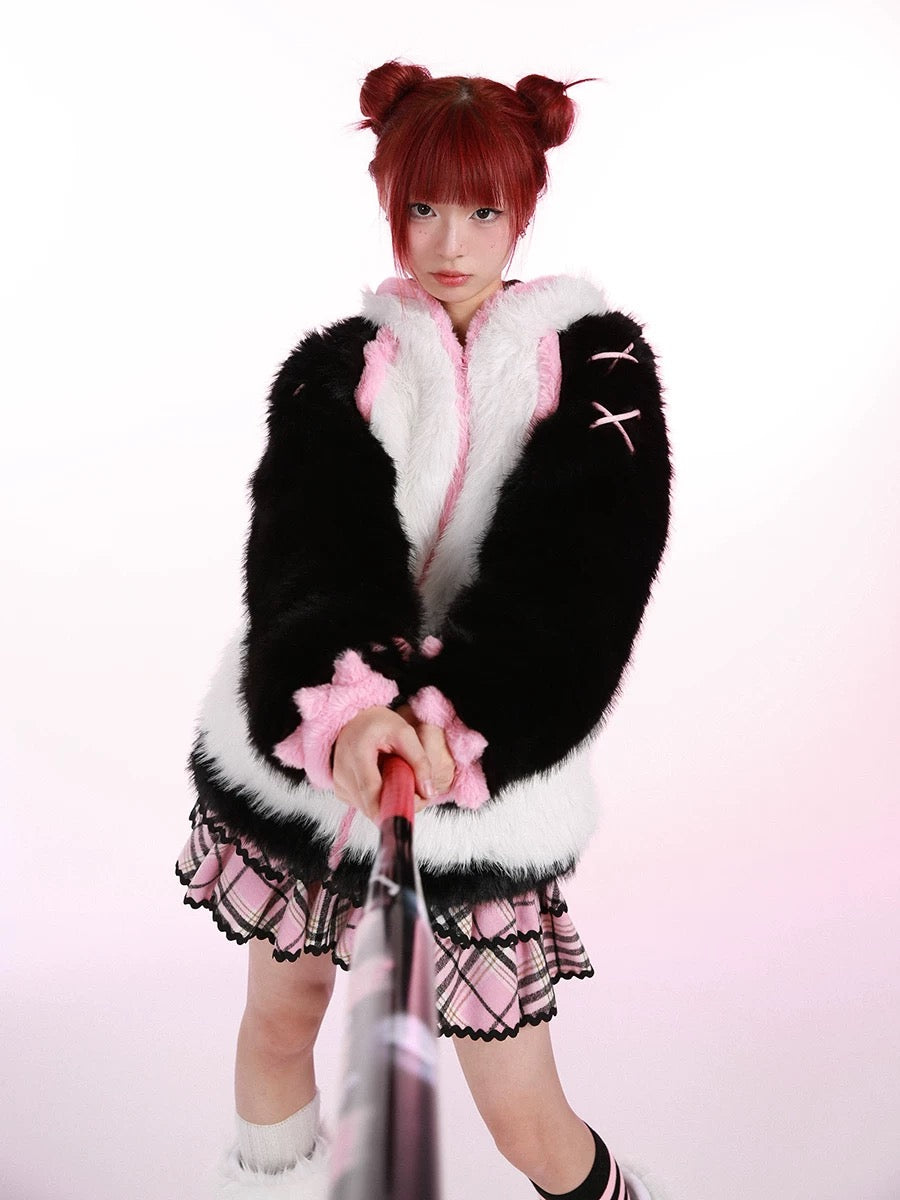 Get trendy with Evil Tooth Kawaii Panda Look Faux Fur Hoodie Coat Christmas - available at Peiliee Shop. Grab yours for $78 today!