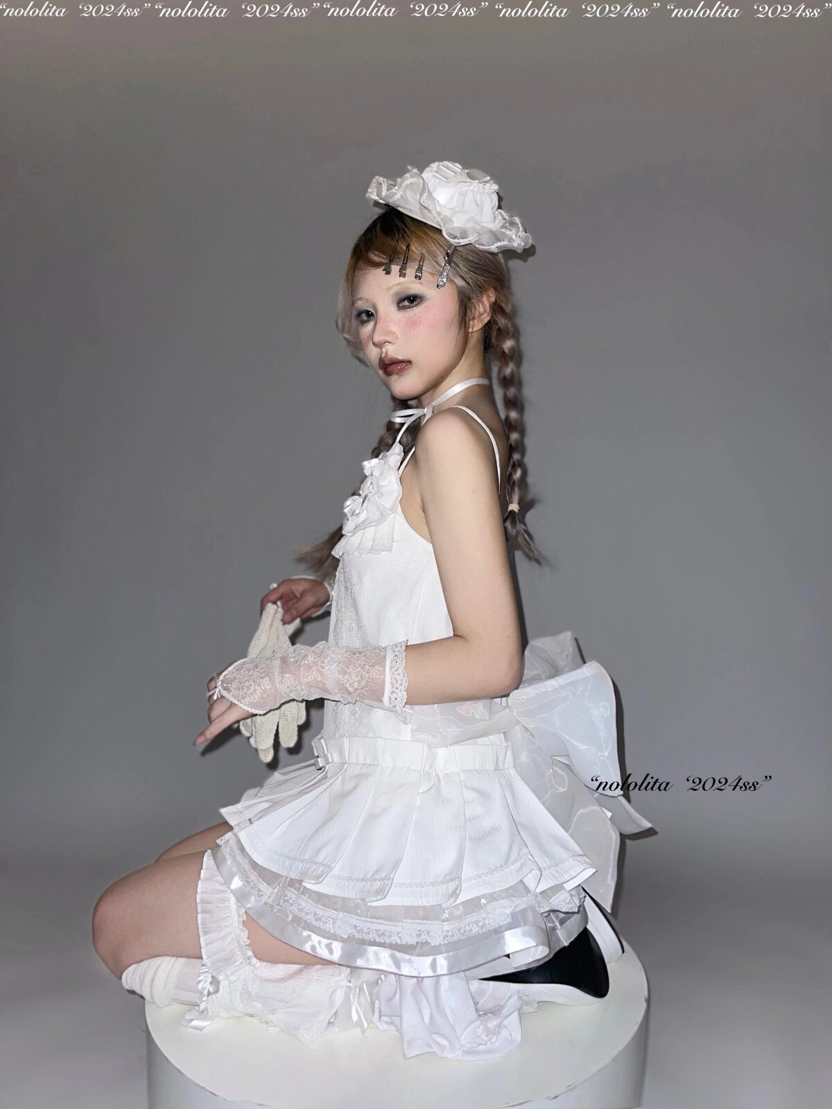 Get trendy with NoLolita 24SS Grey Angel Dress Cardigan Set - available at Peiliee Shop. Grab yours for $12 today!
