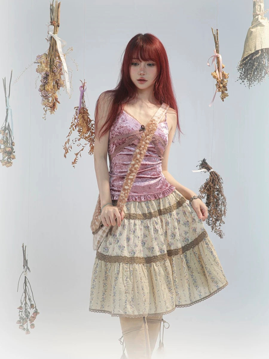 Rose Island Deer collection fawn pattern print cross body shoulder bag on model - strap look
