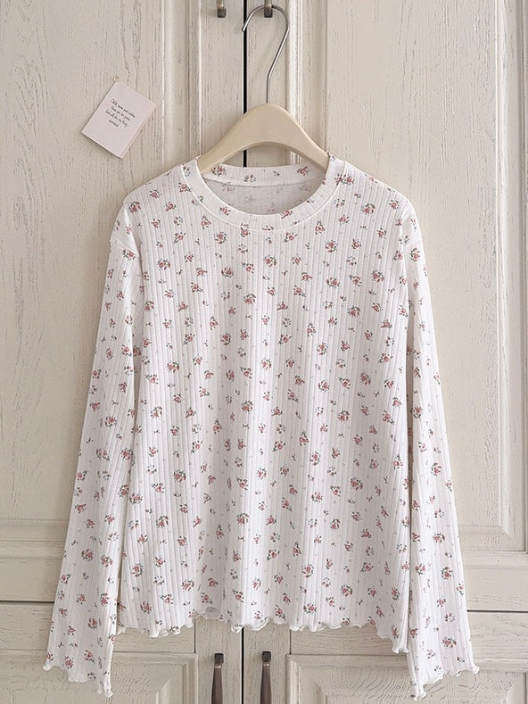 Get trendy with Floral Puff Cream Cake Cotton Shirt - Sweater available at Peiliee Shop. Grab yours for $16 today!