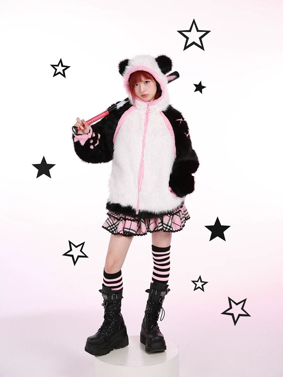 Get trendy with Evil Tooth Kawaii Panda Look Faux Fur Hoodie Coat Christmas - available at Peiliee Shop. Grab yours for $78 today!