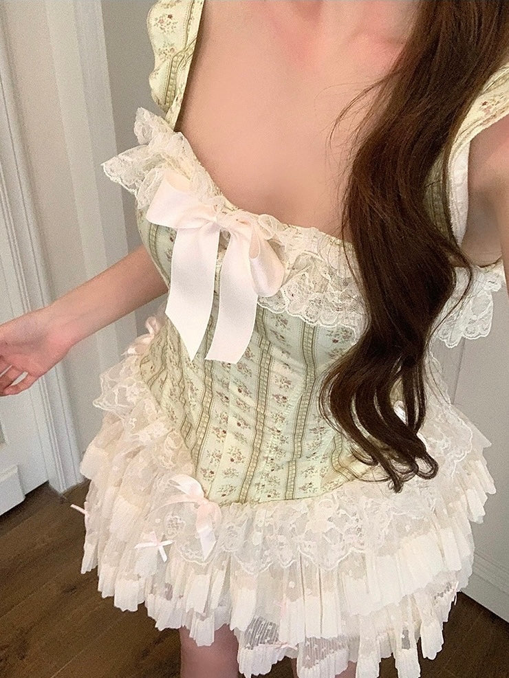 Get trendy with Cottage Charm lace corset top and skirt set - Clothing available at Peiliee Shop. Grab yours for $32 today!