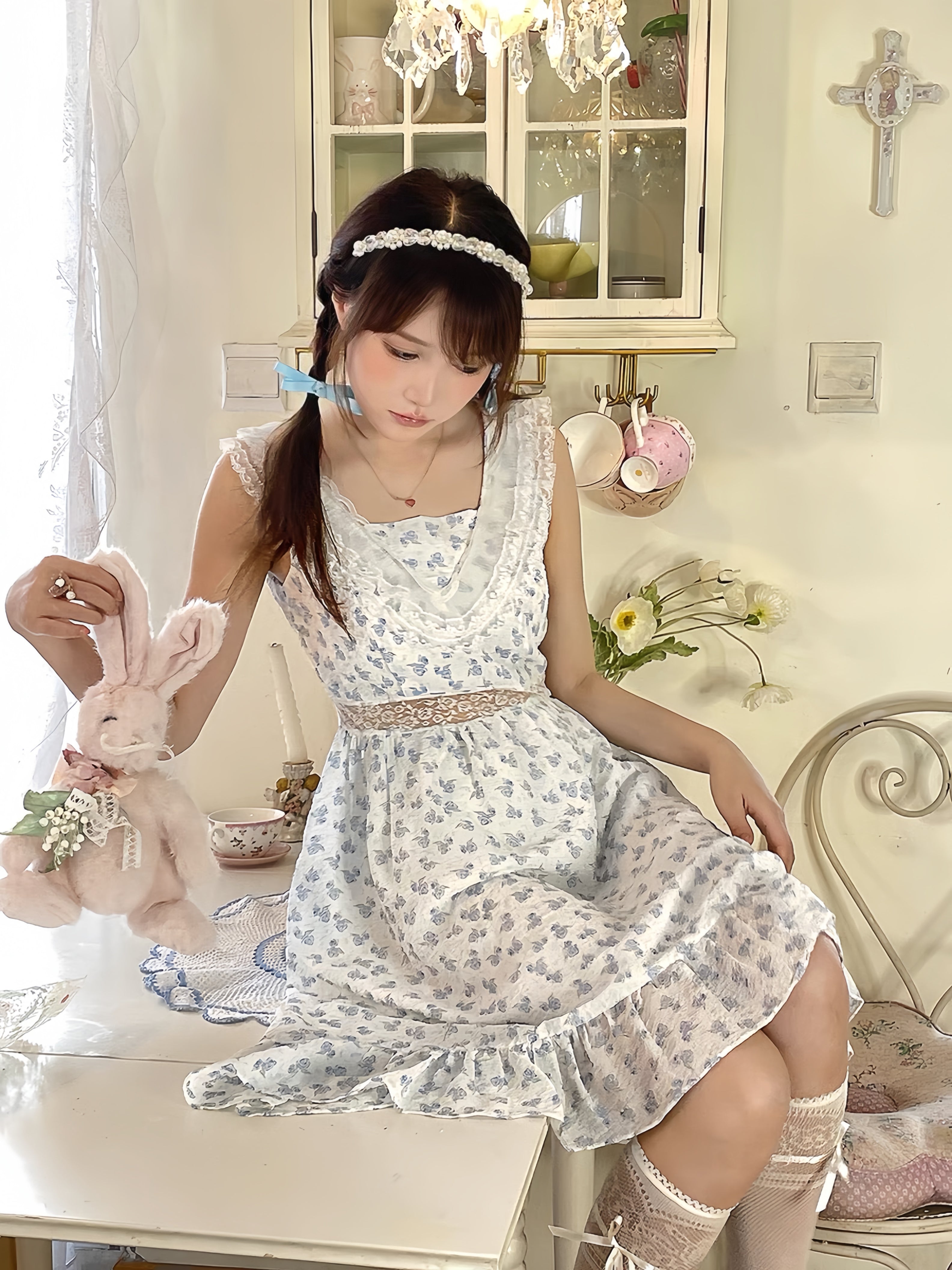 Get trendy with Cottage Fairyland Floral Cotton Dress - available at Peiliee Shop. Grab yours for $36 today!