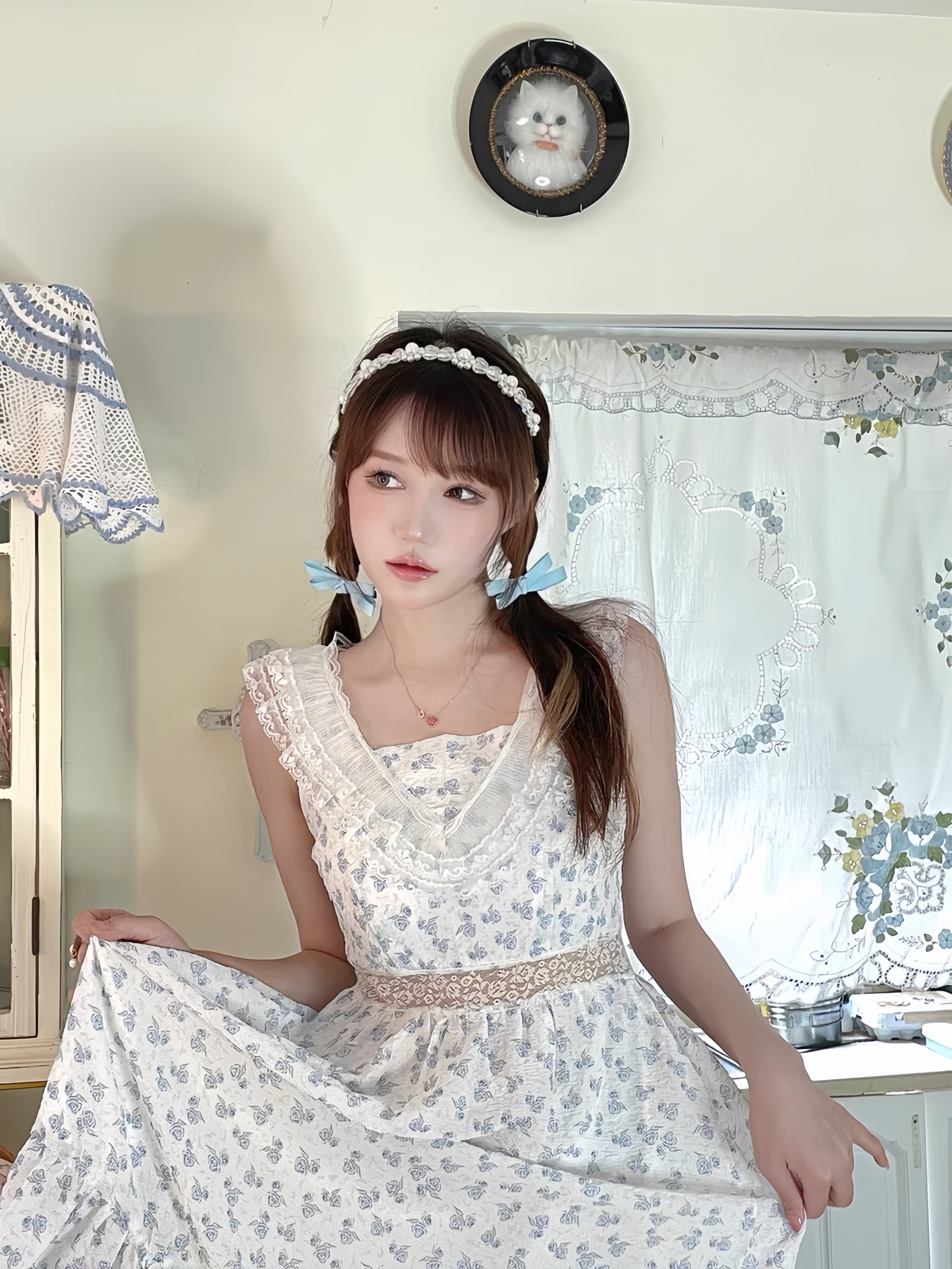 Get trendy with Cottage Fairyland Floral Cotton Dress - available at Peiliee Shop. Grab yours for $36 today!