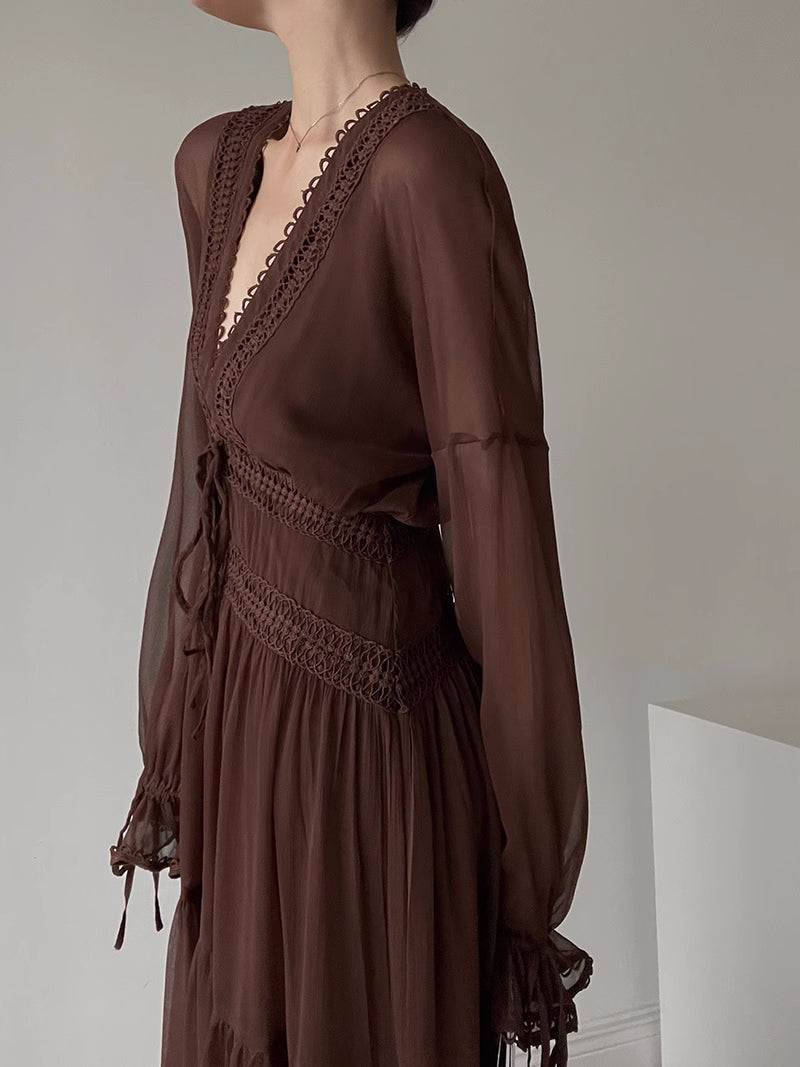 Get trendy with Ocean Heart Lace Maxi Dress - Dresses available at Peiliee Shop. Grab yours for $38 today!