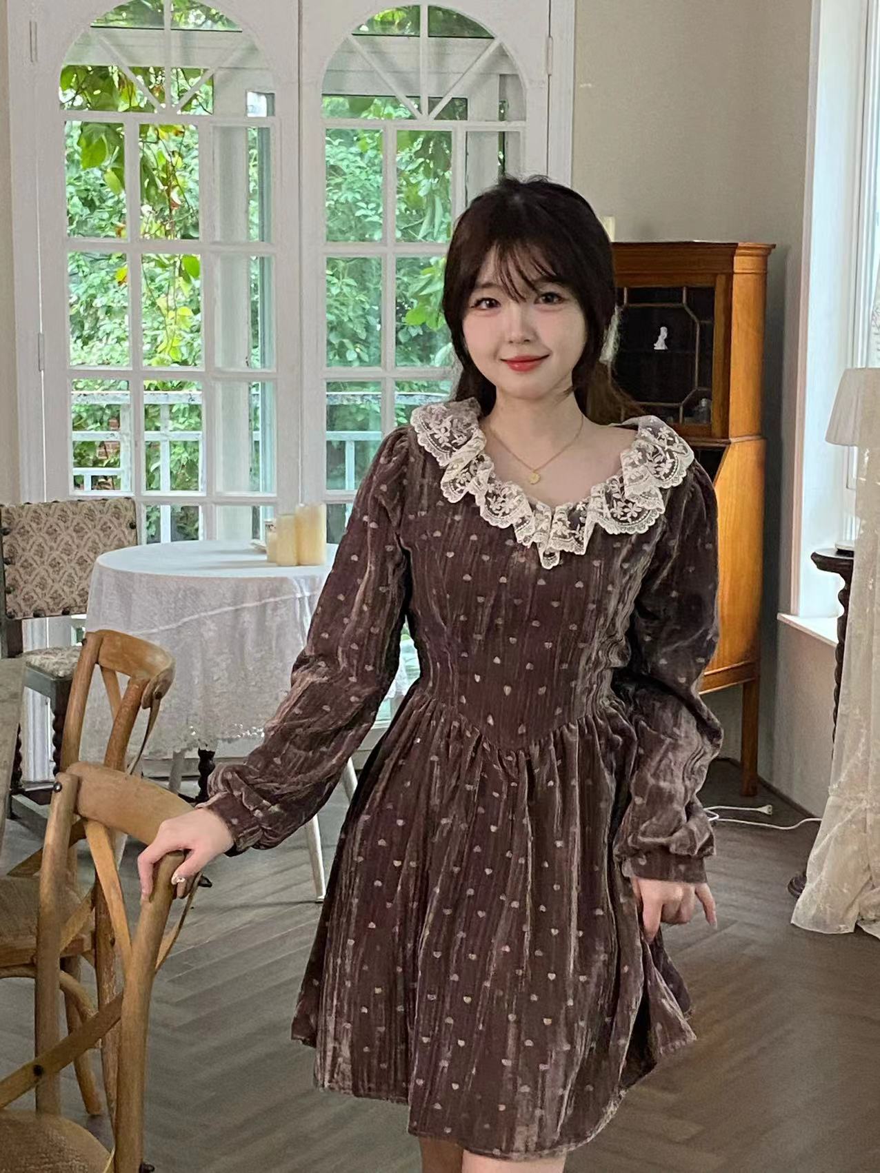 Get trendy with Cocoa Charm Sweet Babydoll Velvet Mini Dress - Dresses available at Peiliee Shop. Grab yours for $36.80 today!