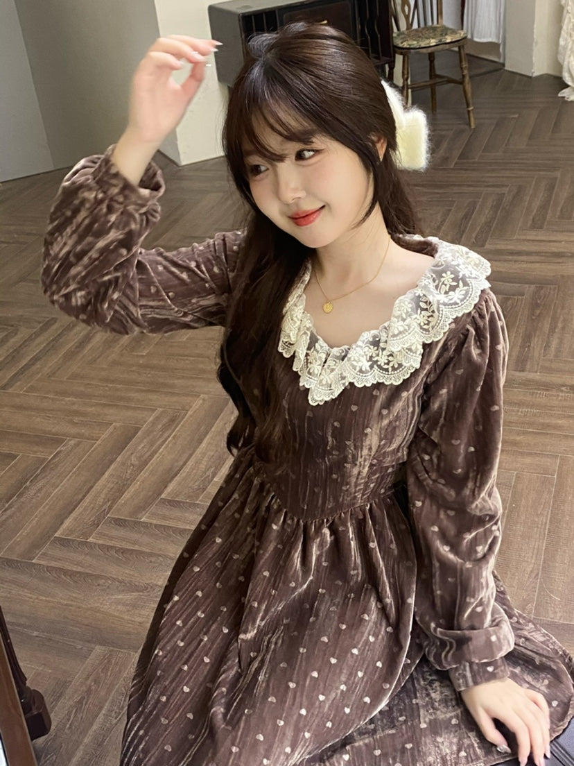 Get trendy with Cocoa Charm Sweet Babydoll Velvet Mini Dress - Dresses available at Peiliee Shop. Grab yours for $36.80 today!