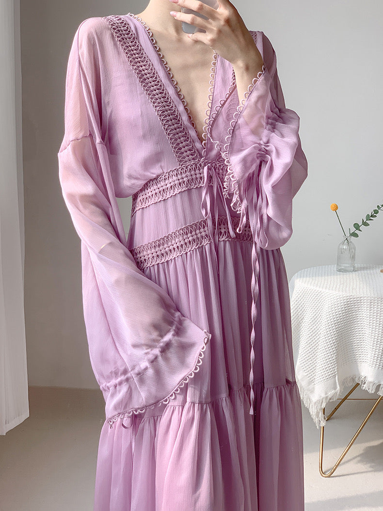 Get trendy with Ocean Heart Lace Maxi Dress - Dresses available at Peiliee Shop. Grab yours for $38 today!