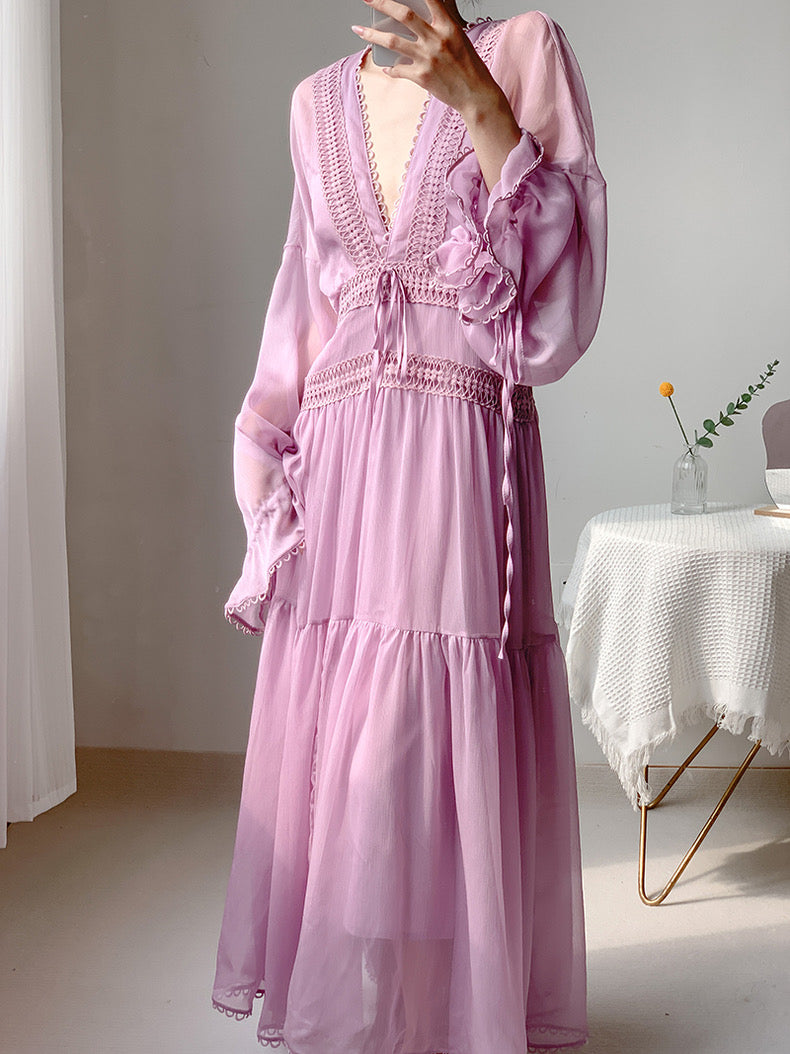 Get trendy with Ocean Heart Lace Maxi Dress - Dresses available at Peiliee Shop. Grab yours for $38 today!